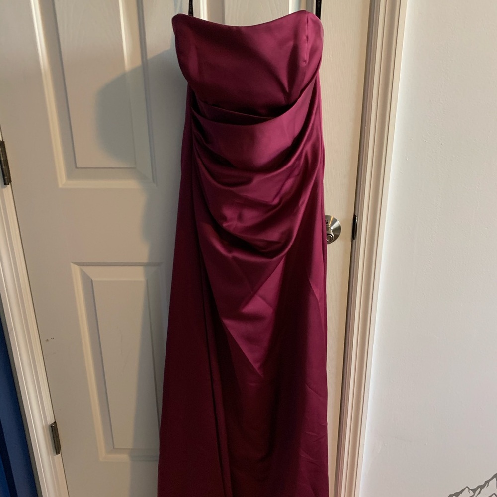 Alfredo Angelo berry full length bridesmaid dress